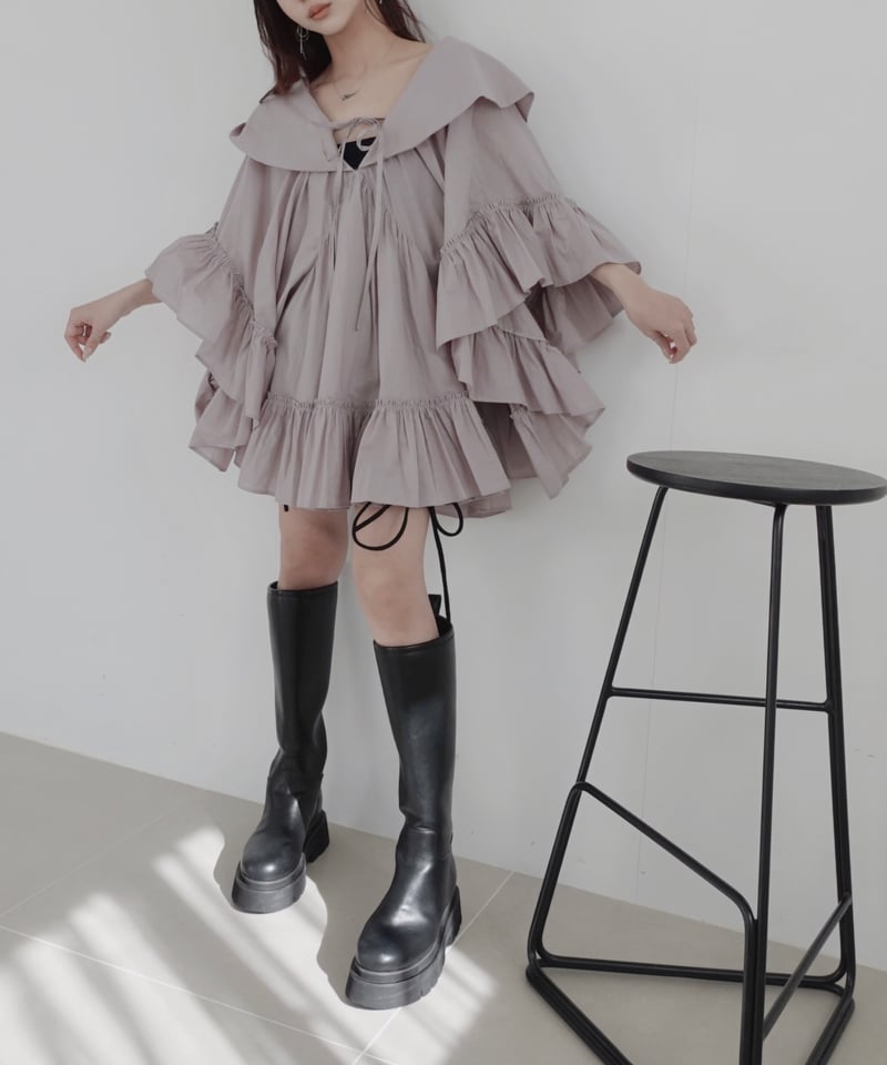 2wayチュニックワンピース / 2Way Collar Tunic One-Piece | 2wayチュニックワンピース / 2Way Collar Tunic One-Piece |
