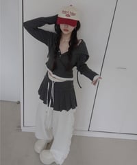 【DarkGray】レイヤードフードトップス /Layered Hood Top