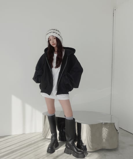 【Black】ハートジップアップフーディー /Heart Zip-up Hoodie