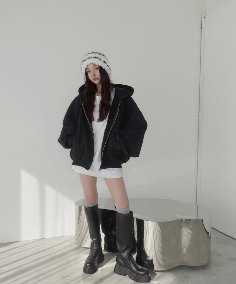 fiction tokyo ❤︎ Heart Zip-up Hoodie Black】ハートジップアップフーディー /Heart Zip-up Hoodie | FI