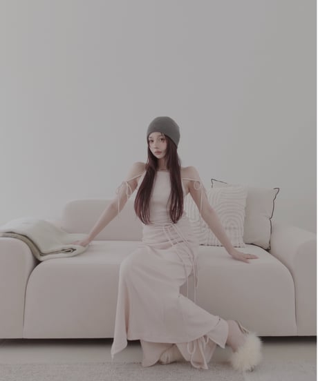 サイドリボンリブフレアパンツ /Side Ribbon Rib Flare Pants