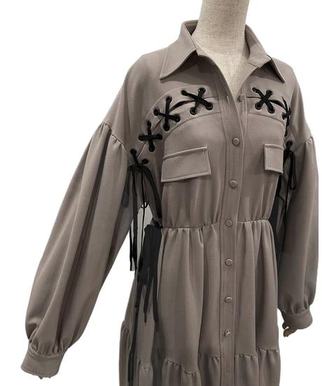 レースアップミリタリーガウンワンピース / LACE UP Military Gown One-Piece