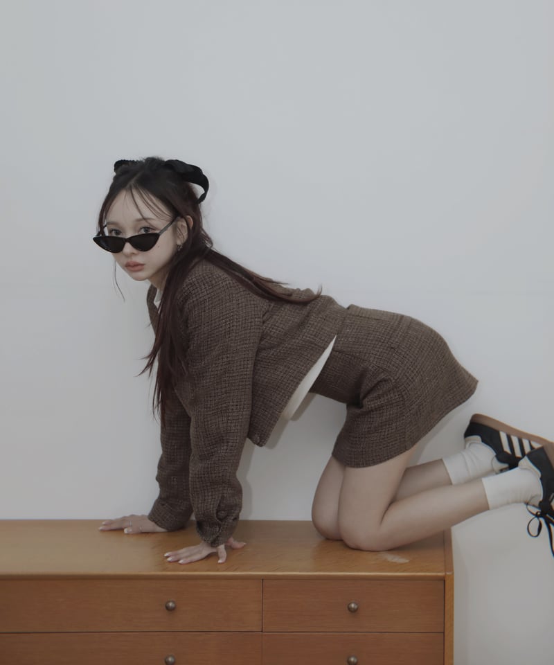 スタジオセブン　ツイードジャケット　美品 Brown］ツイードジャケット/ Tweed Jacket | FICTION TOKYO