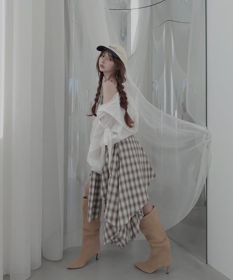 【Sheer Milk】サイドカットフードシャツ/Side Cutting Hooded Shirts