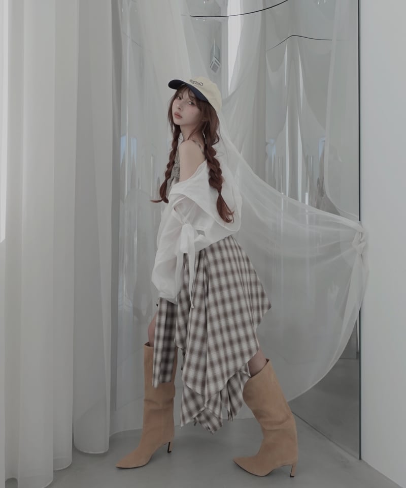 Sheer Milk】サイドカットフードシャツ/Side Cutting Hooded Sh