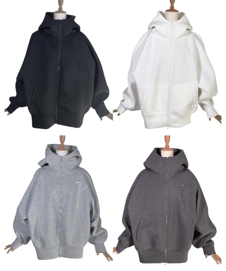 ボンディングダブルジップフーディー / Logo Embroidery Bonding Double Zip Hoodie