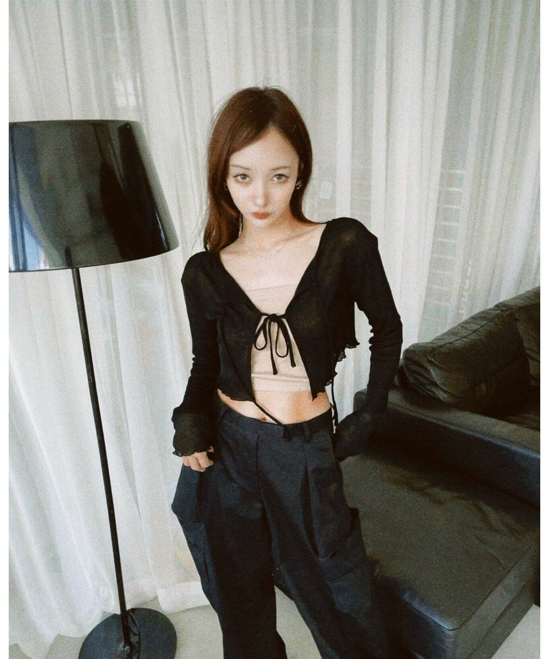 ハーリップトゥ ブラック クロップドカーディガンM リブクロップドカーディガン | ファッション通販サイト NUGU