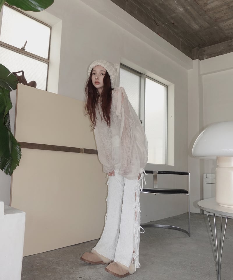 サイドリボンフレアパンツ / Side Ribbon Flare Pants | FICTIO