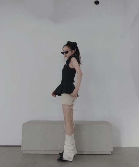 【Black】コットンレーストップ(+ビッグシュシュ）/ CottonLace Top(+BigSHUSHU)