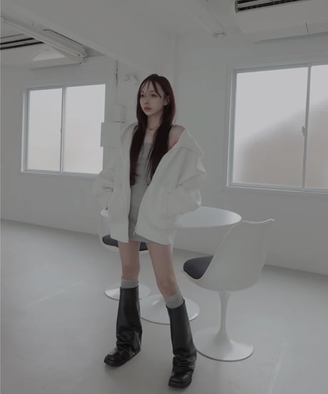 ボンディングダブルジップフーディー / Logo Embroidery Bonding Double Zip Hoodie