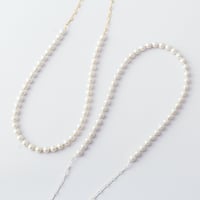 SAN039：コットンパール＆フィガロチェーンネックレス / Cotton pearl and Figaro chain Necklace
