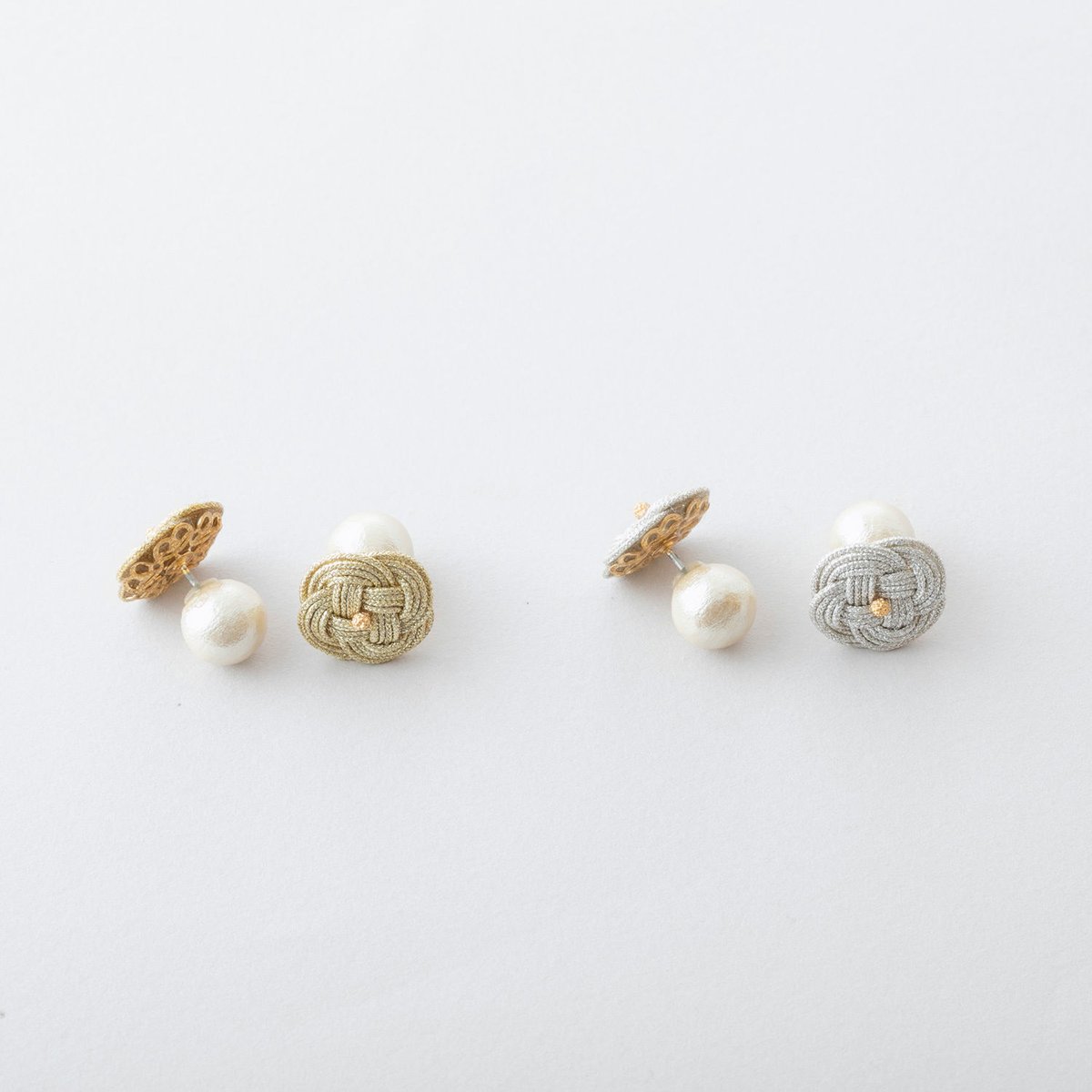 ピアス】HAP002：あわじ結び×コットンパールピアス | Pisceans