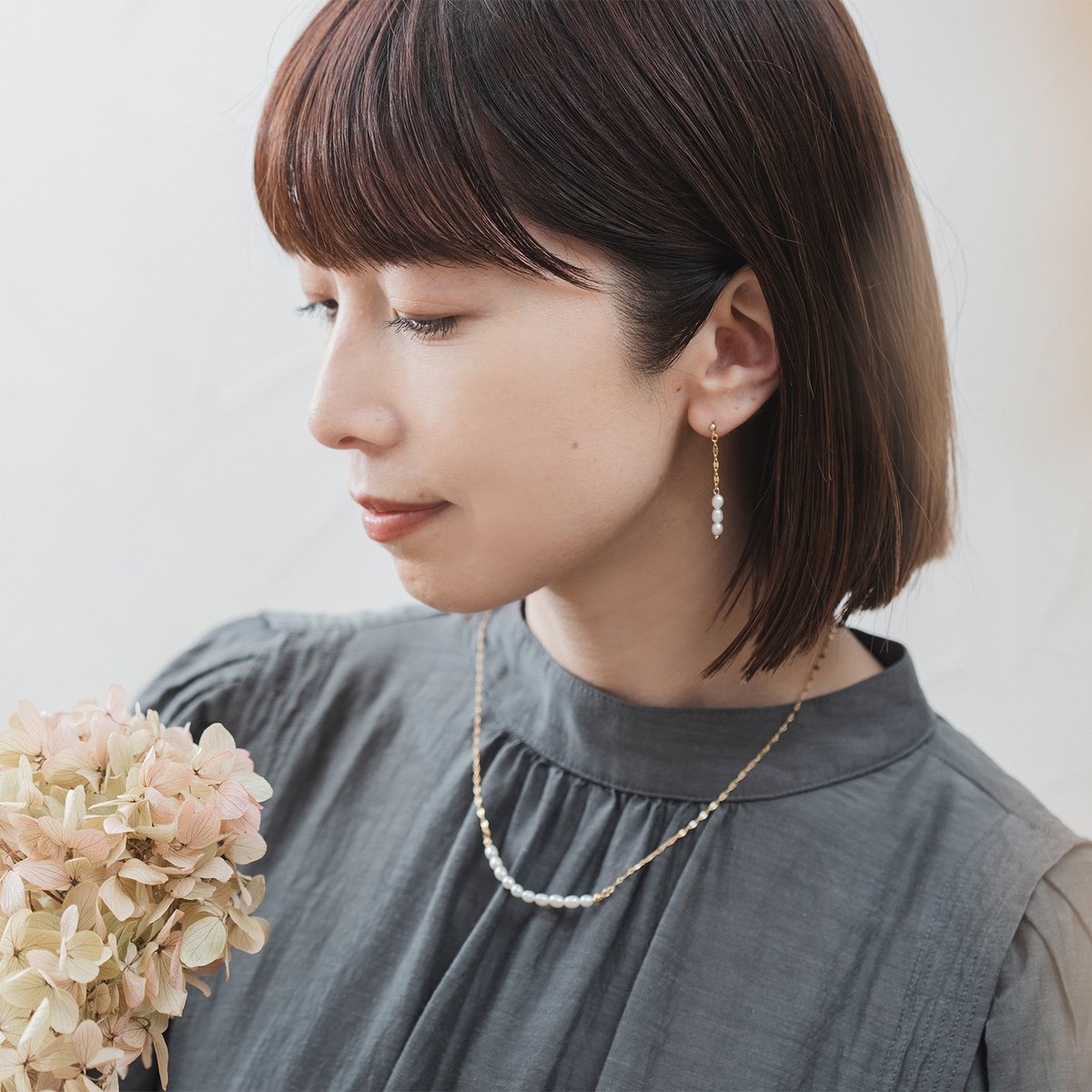 ご検討中／春のおとずれ・・・淡水パール チェーンピアス - アクセサリー