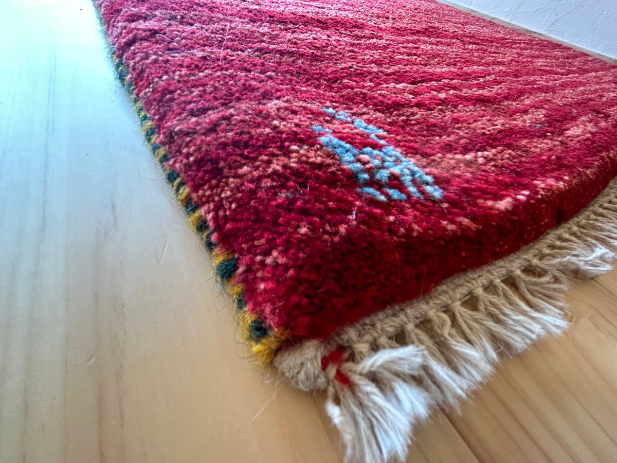 【夏のキャンペーン】ペルシャ　ギャッベ ハーフラグ　150×105 茜色　桃色 No.3】GABBHE 茜染めリビングサイズギャッベ | ギャッベ専門店