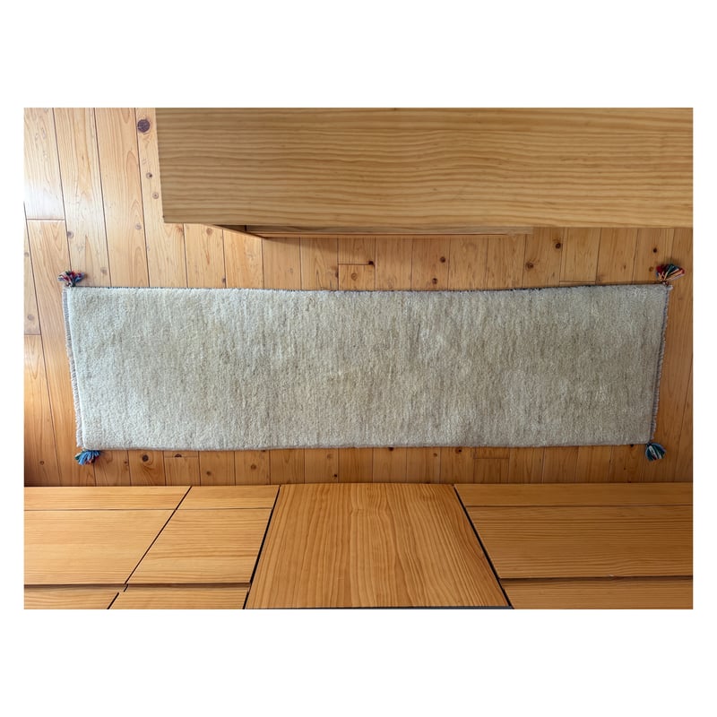 No.33】極厚ランナーサイズギャッベ｜201cm×57cm｜羊そのままの“白”を