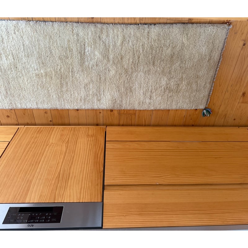 No.33】極厚ランナーサイズギャッベ｜201cm×57cm｜羊そのままの“白”を