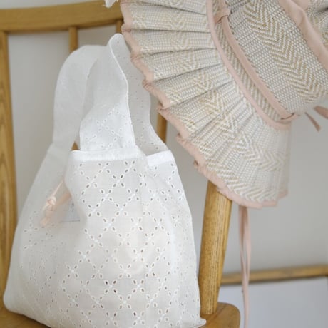 【即納】small sub bag : sky blue gingham check﻿ / lace﻿