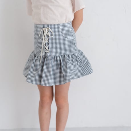 【order】gather skirt : blue gingham check