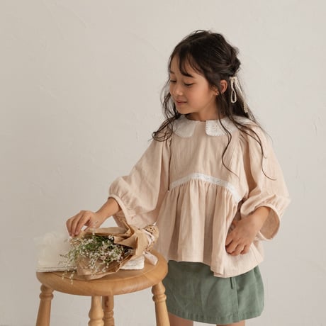【即納】volume sleeve blouse : smoky pink