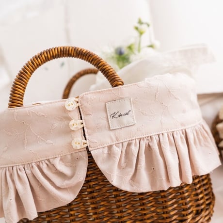 【order 】frill basket : pastel flower / smoky pink