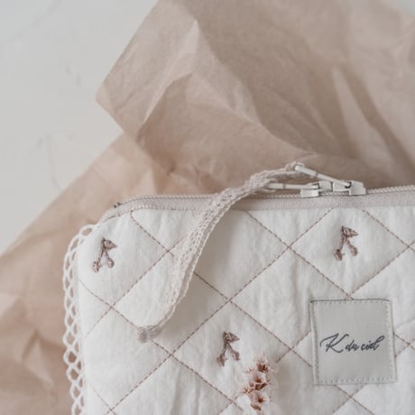 【即納】mini pouch : cherry / ribbon