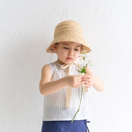 w button no sleeve / white lace : dobby cream :  dobby stripe
