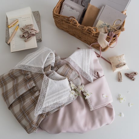 【order】big lace collar dress : milk pink