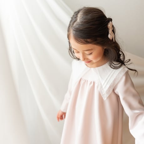【order】big lace collar dress : milk pink