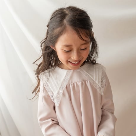 【order】big lace collar dress : milk pink