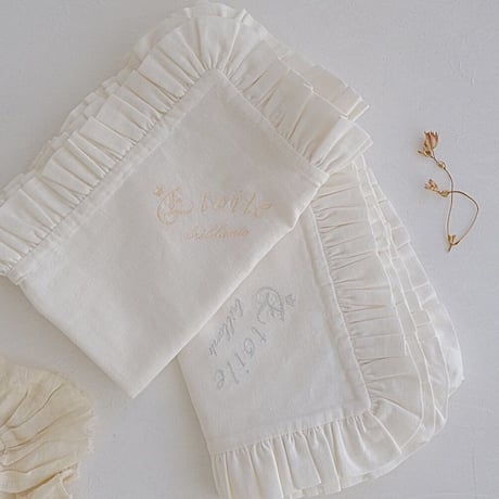 【 coming soon】cotton linen frill blanket  : off-white