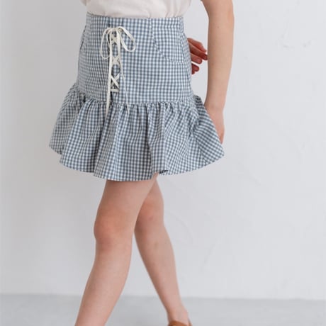 【order】gather skirt : blue gingham check