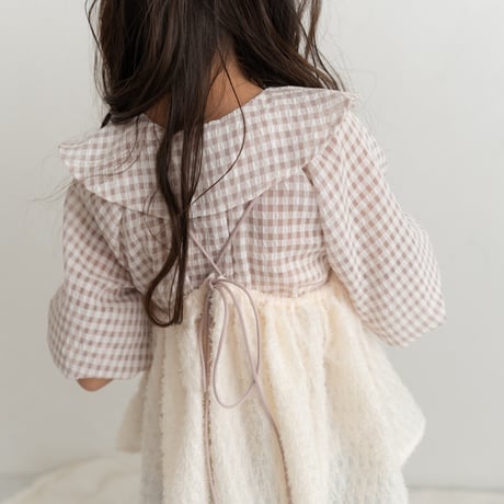【order】frilly collar blouse : pink ginghamcheck