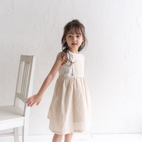 w button no sleeve / white lace : dobby cream :  dobby stripe