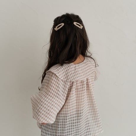 【order】frilly collar blouse : pink ginghamcheck