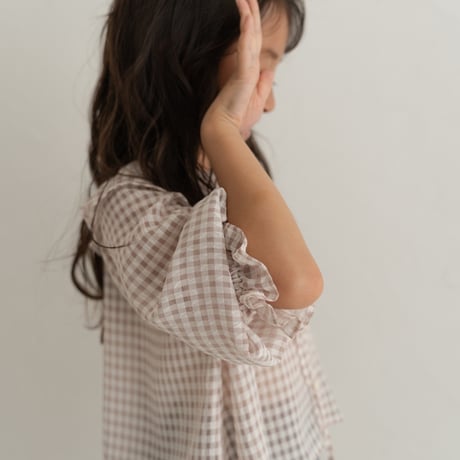 【order】frilly collar blouse : pink ginghamcheck