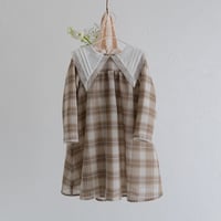 【order】big lace collar dress : brown check