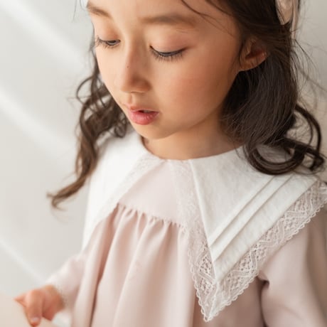 【order】big lace collar dress : milk pink