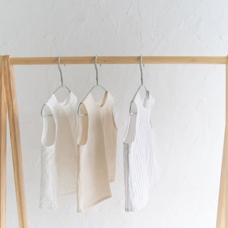 w button no sleeve / white lace : dobby cream :  dobby stripe