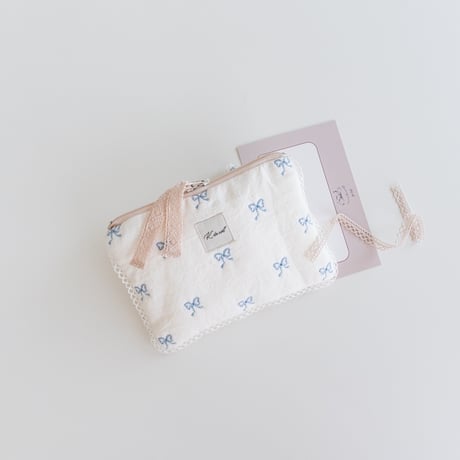 【即納】mini pouch : cherry / ribbon