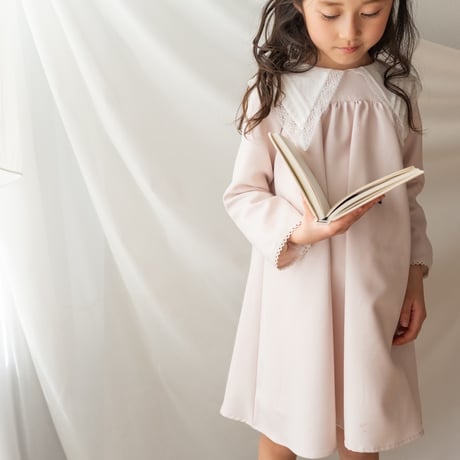 【order】big lace collar dress : milk pink