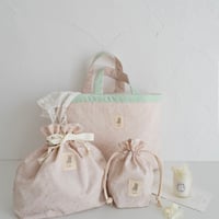 【order】petit flower lace : smoky pink / lesson bag : lunch pouch : cop pouch