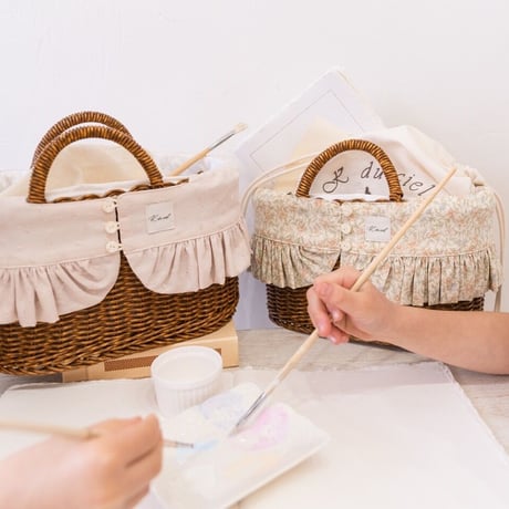 【order 】frill basket : pastel flower / smoky pink