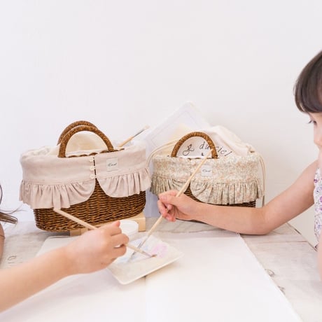 【order 】frill basket : pastel flower / smoky pink