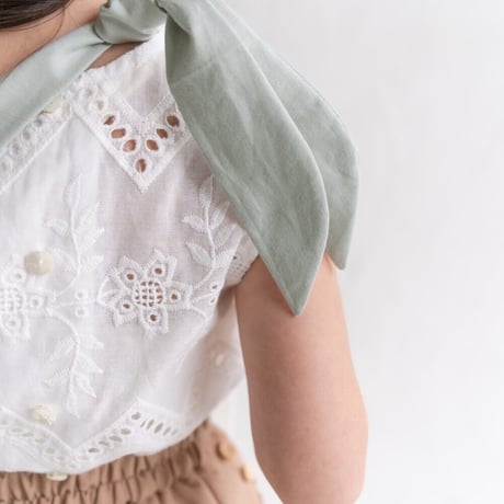 w button no sleeve / white lace : dobby cream :  dobby stripe
