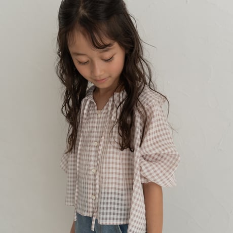 【order】frilly collar blouse : pink ginghamcheck
