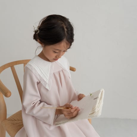 【order】big lace collar dress : milk pink