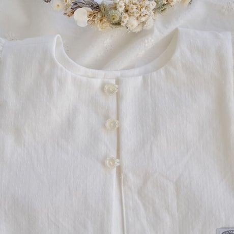 formal frill baby's bib: dobby white : moca gingham check / No.21-34