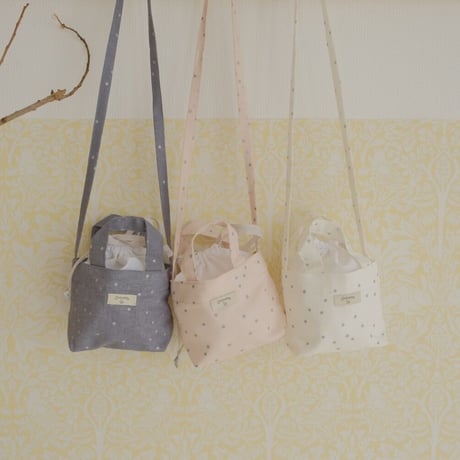 star print kids pochette : white /grayish pink /charcoal gray No.21-27