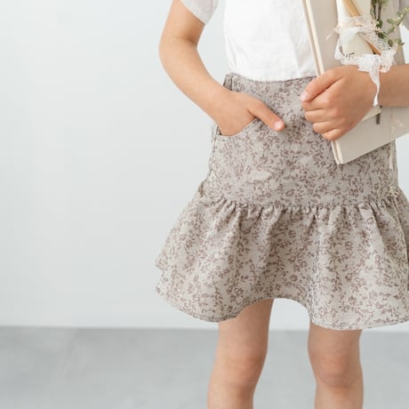 gather skirt : flower jacquard