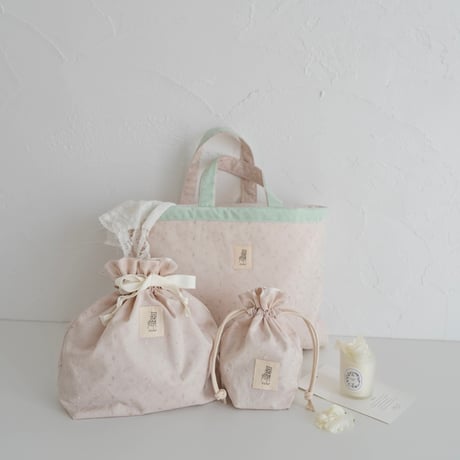 【order】petit flower lace : smoky pink / lesson bag : lunch pouch : cop pouch